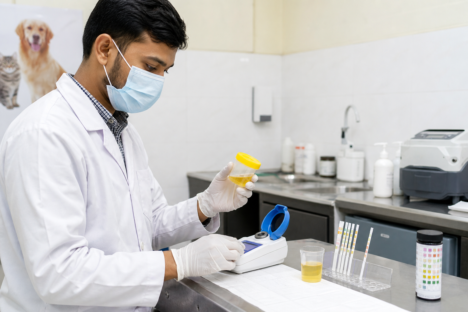 Pet urine tests in Dhaka. Urinalysis for dogs & cats.